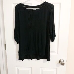 LOFT Black Blouse with Textured Detail - size M